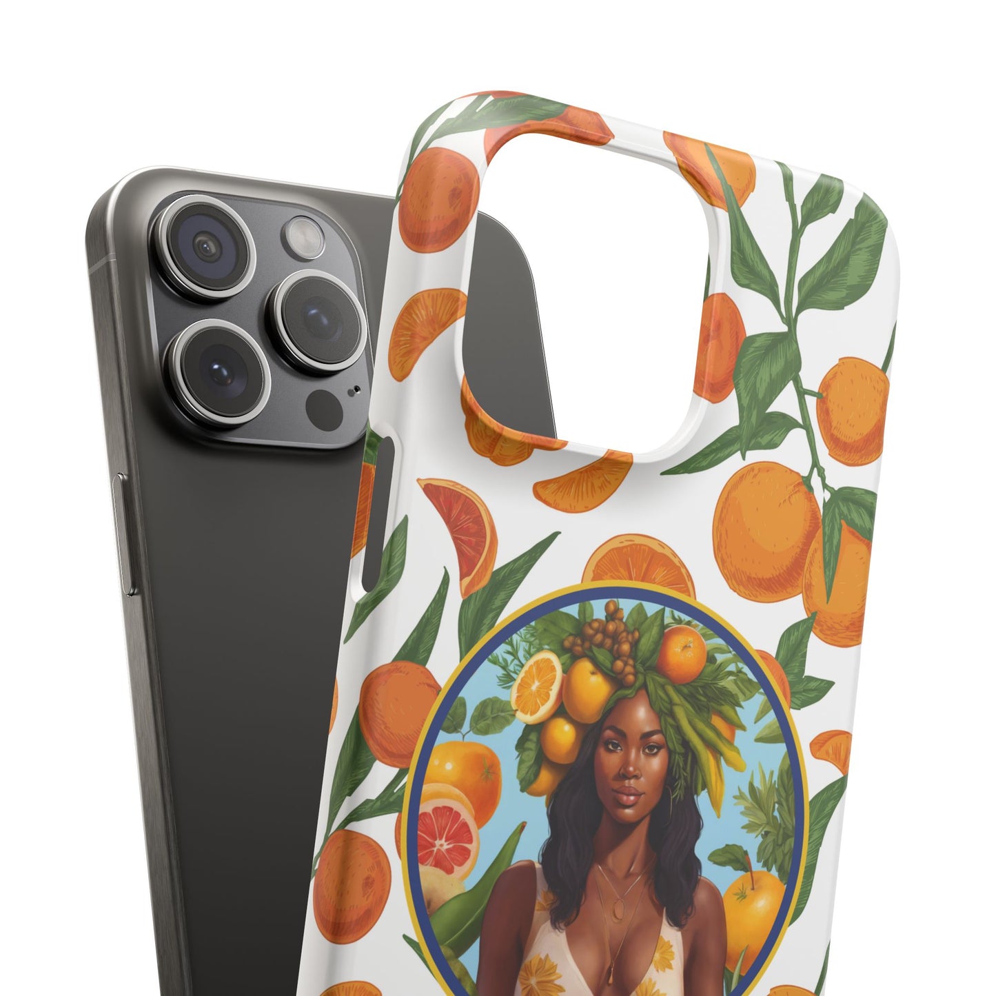 100% Organic Orange Plant Garden Snap Phone Case with Black Woman, Veggie Chic for Androids and iPhone models