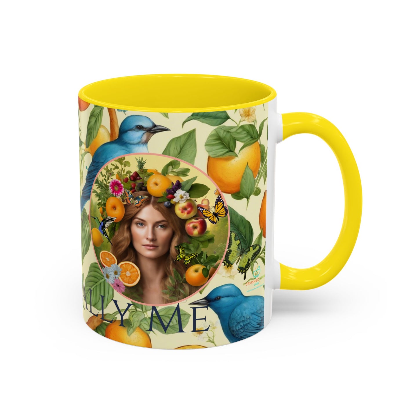 Organically Me A Lemon Bluebird Leda Plant Garden Vegan Ceramic Plant Mug with Black woman (11oz) 8 Color Combos