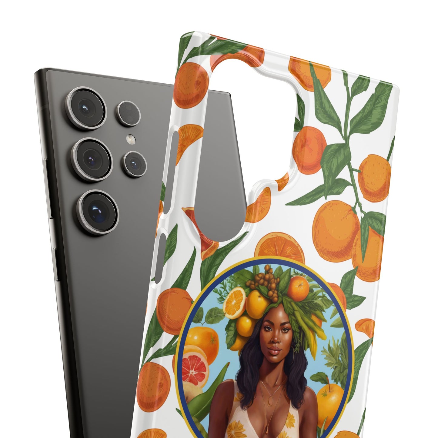 100% Organic Orange Plant Garden Snap Phone Case with Black Woman, Veggie Chic for Androids and iPhone models