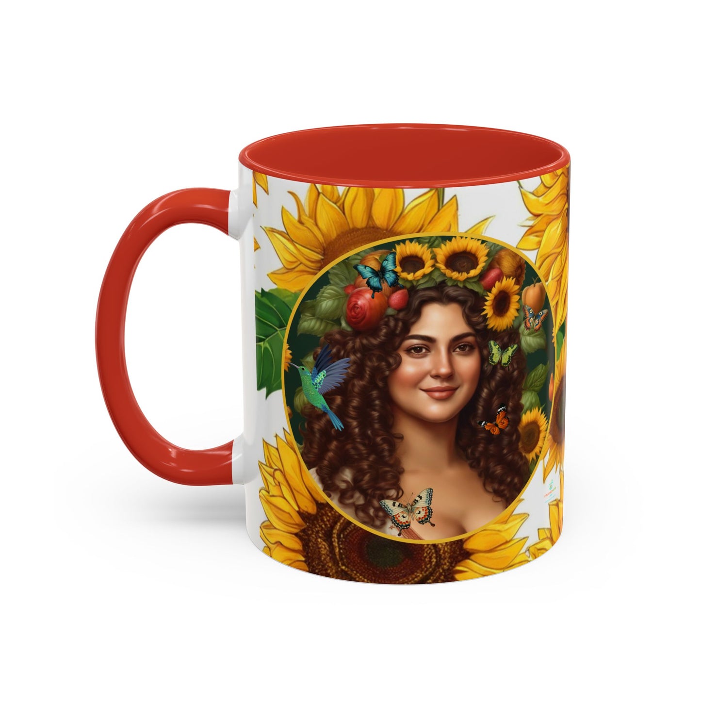 Organically Me B Sunflower Plant Garden Vegan Ceramic Plant Mug with Black woman (11oz) 8 Color Combos