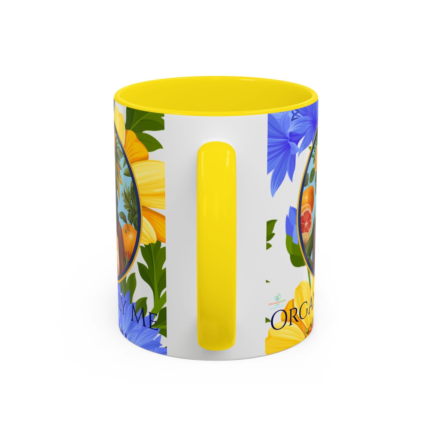 Organically Me Blue & Yellow Daisy Joyce Plant Garden Vegan Ceramic Plant Mug with Black woman (11oz) 8 Color Combos