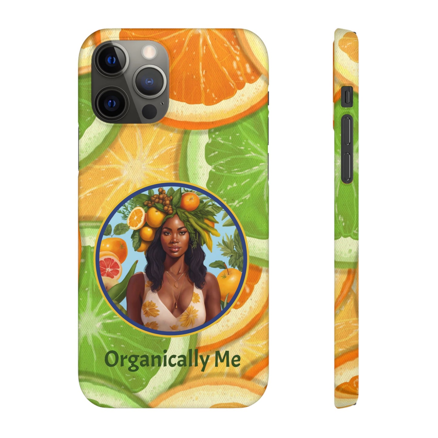 Organically Me Citrus Fruits Garden Snap Phone Case with Black Woman, Veggie Chic for Androids and iPhone models
