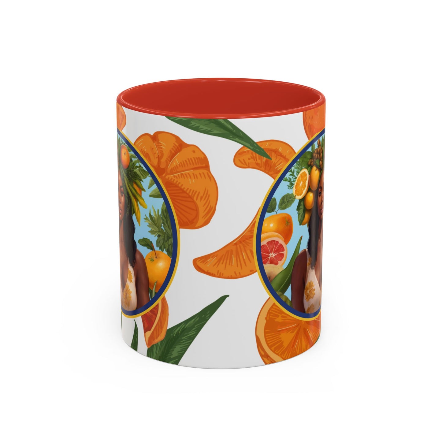 100% Organic Orange Plant Garden Vegan Ceramic Plant Mug with Black woman (11oz) 8 Color Combos