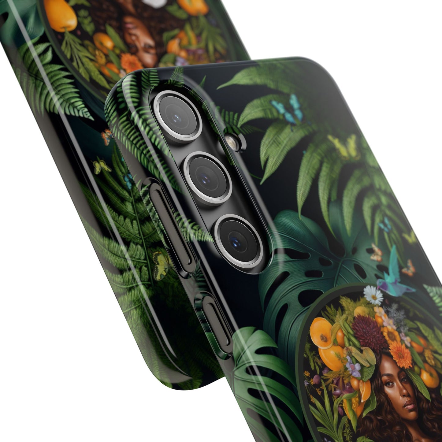 100% Organic A Fern Monstera Plant Garden Snap Phone Case with Black Woman, for iPhone and Android Models