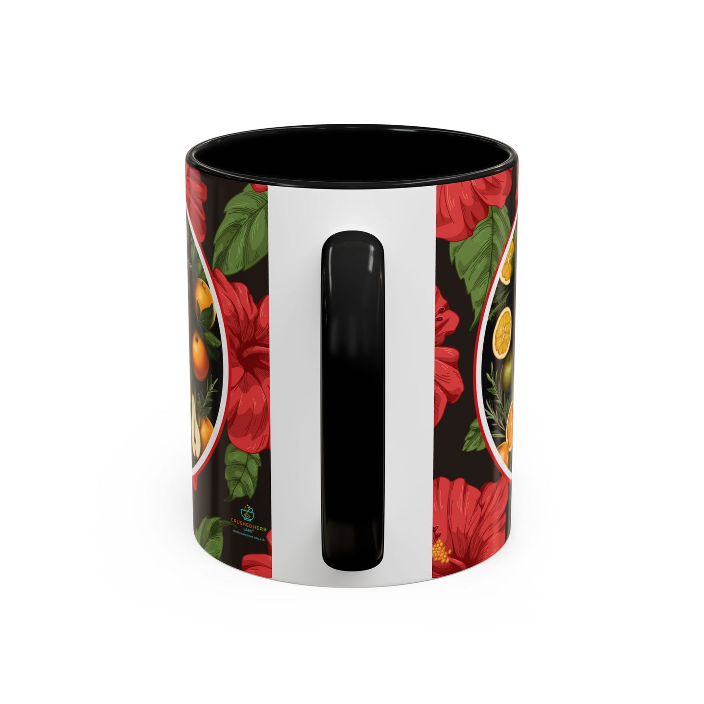 Organically Me Red and White Hibiscus Plant Garden Vegan Ceramic Plant Mug with Black woman (11oz) 8 Color Combos