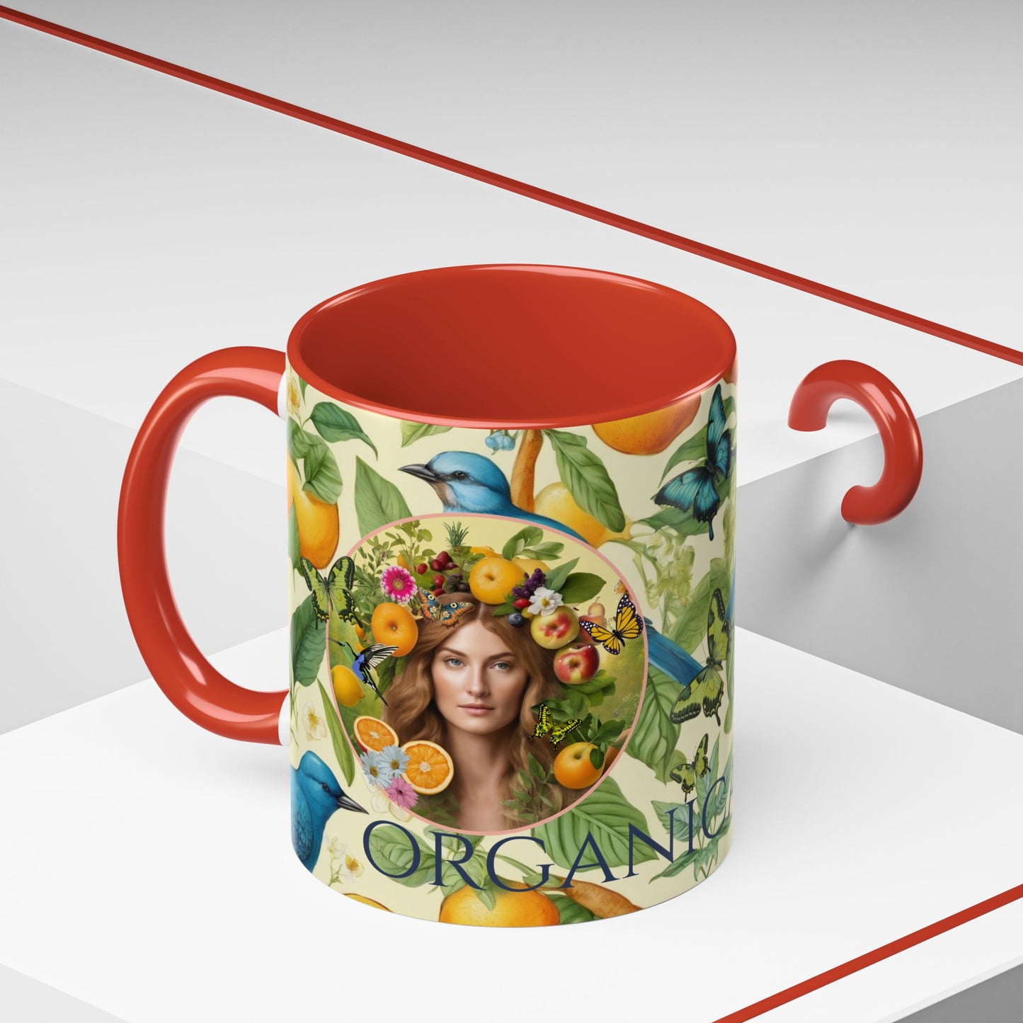 Organically Me A Lemon Bluebird Leda Plant Garden Vegan Ceramic Plant Mug with Black woman (11oz) 8 Color Combos