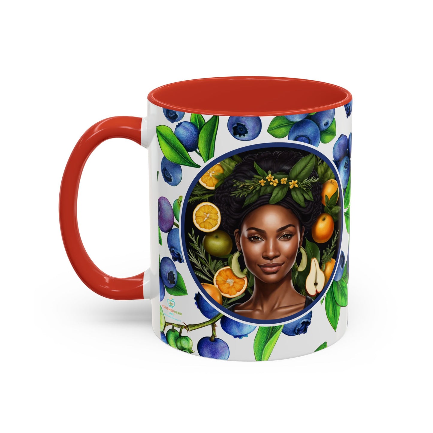 Organically Me Blueberry Plant Garden Vegan Ceramic Plant Mug with Black woman (11oz) 8 Color Combos