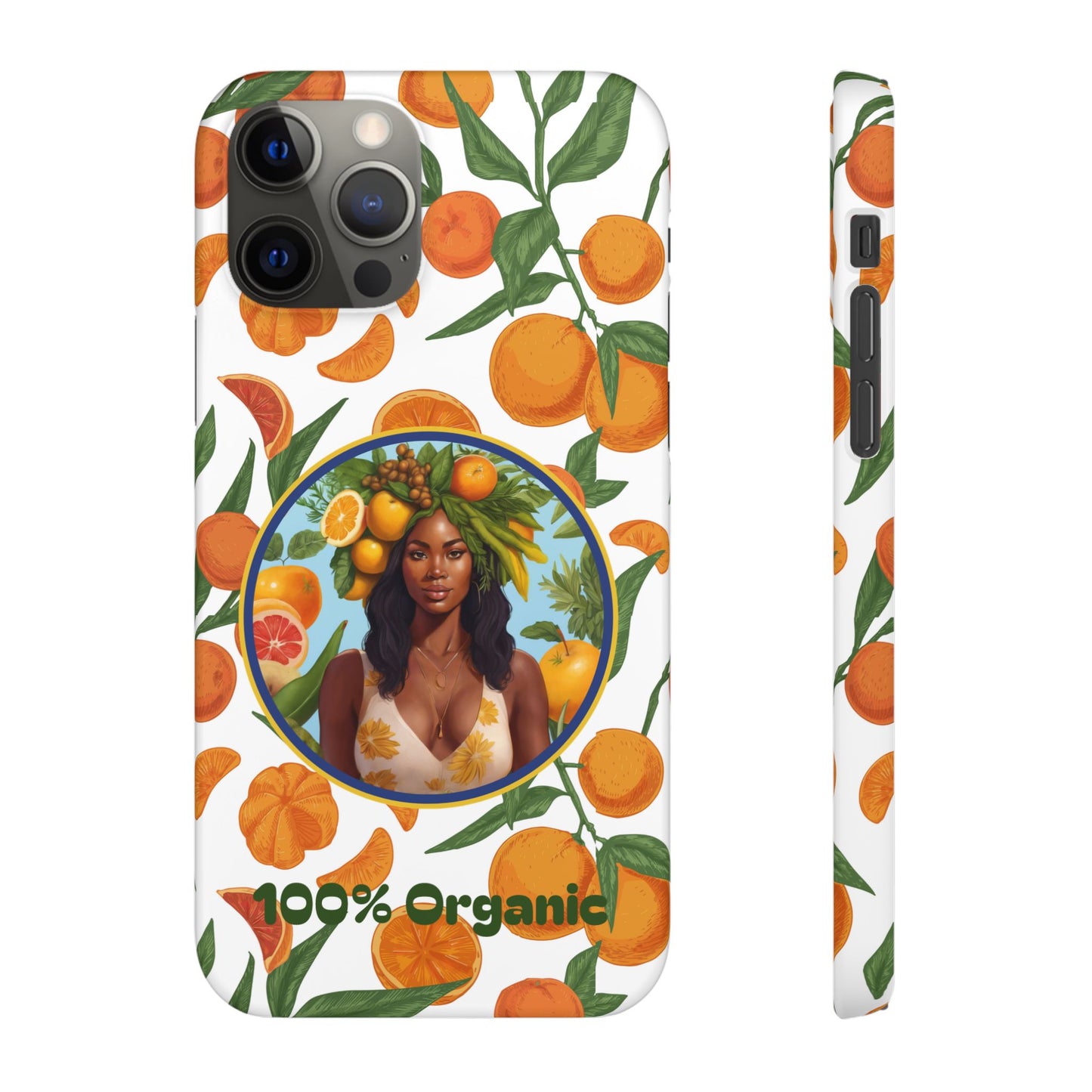 100% Organic Orange Plant Garden Snap Phone Case with Black Woman, Veggie Chic for Androids and iPhone models