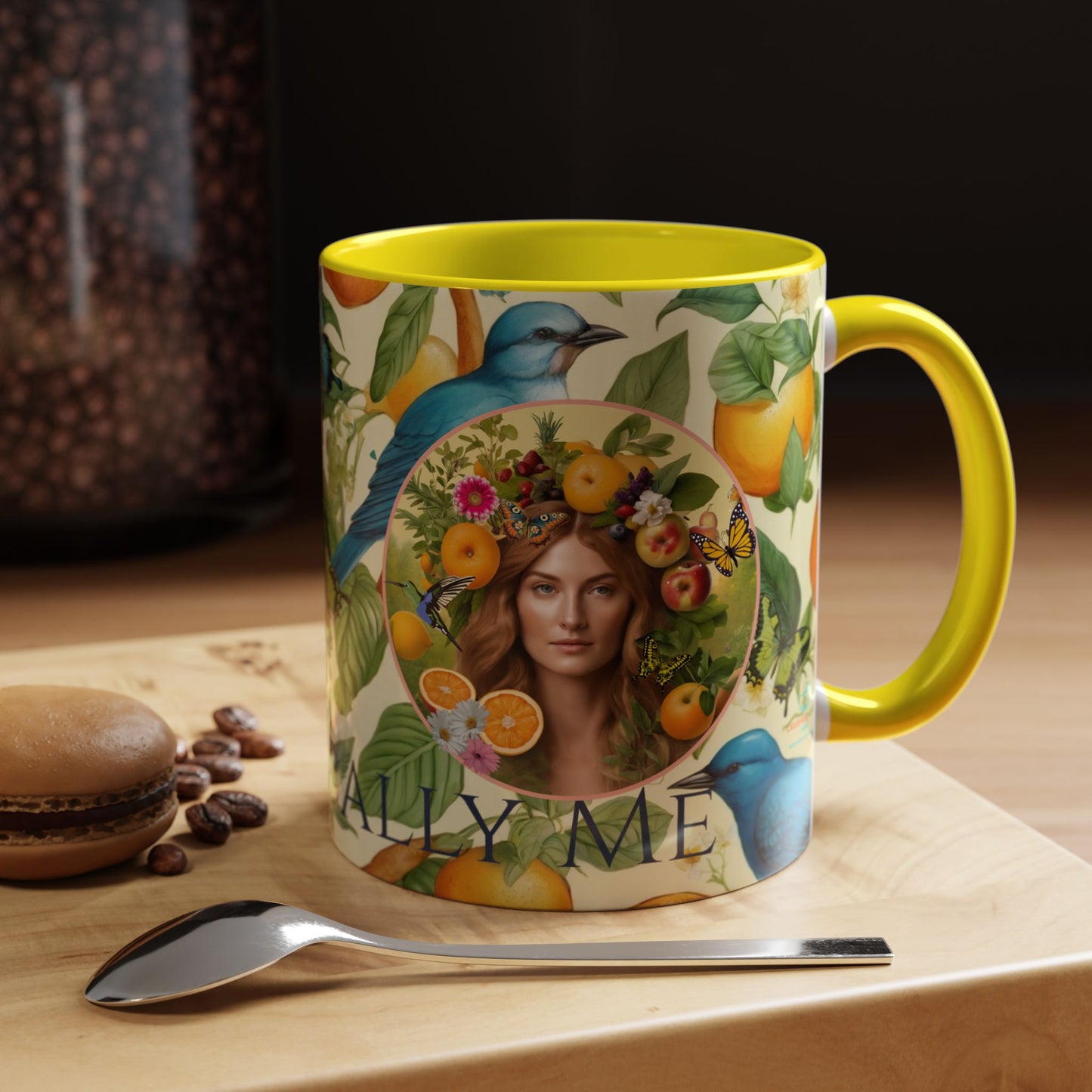 Organically Me A Lemon Bluebird Leda Plant Garden Vegan Ceramic Plant Mug with Black woman (11oz) 8 Color Combos