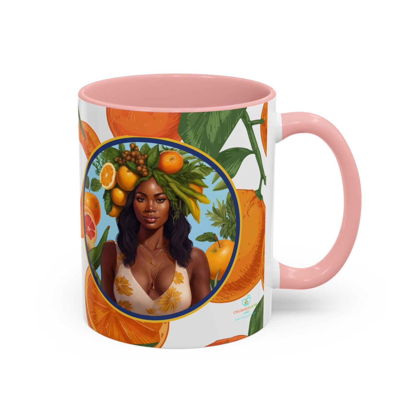 100% Organic Orange Plant Garden Vegan Ceramic Plant Mug with Black woman (11oz) 8 Color Combos