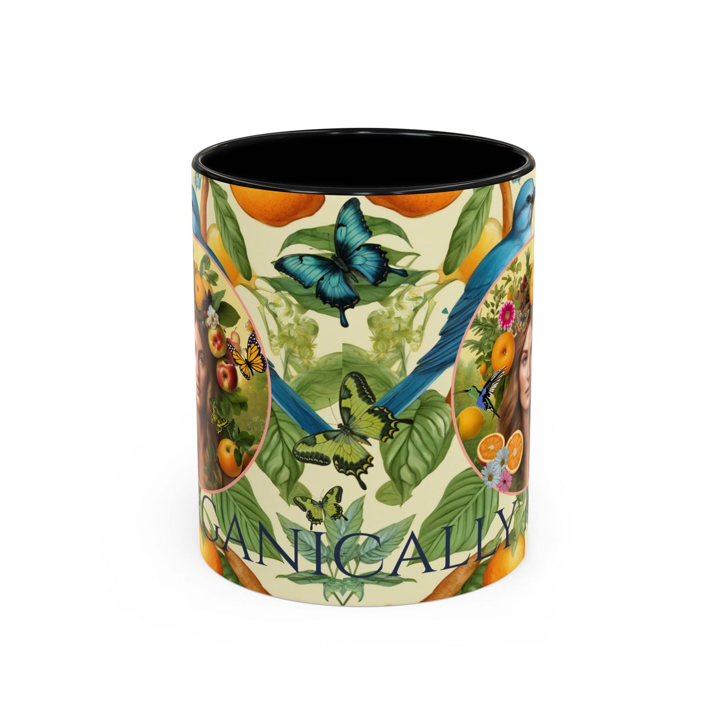 Organically Me A Lemon Bluebird Leda Plant Garden Vegan Ceramic Plant Mug with Black woman (11oz) 8 Color Combos