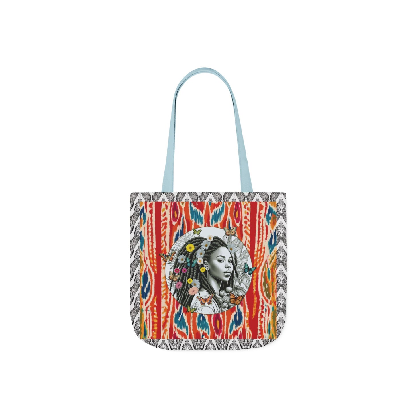 100% Me Ikat Laney Locs Garden-themed 13" tote bag, purse, workout bag, yoga bag with Black Women