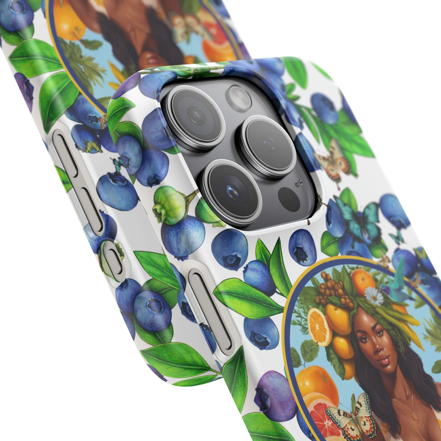 Organically Me Blueberry Plant B Garden Snap Phone Case with Black Woman, for iPhone and Android