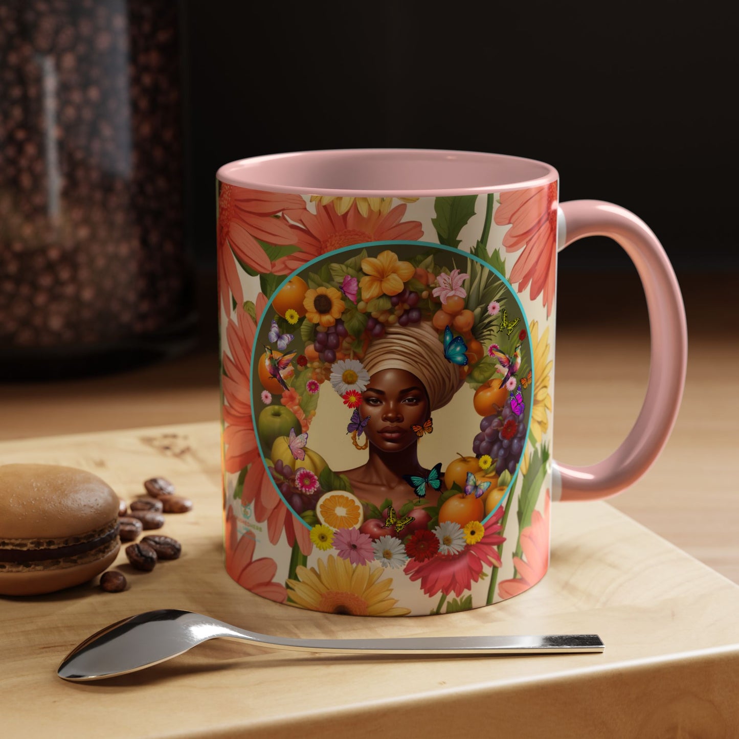 100% Organic Daisy Joy Plant Garden Vegan Ceramic Plant Mug, Black Woman Double Sided (11oz) 8 Color Combos