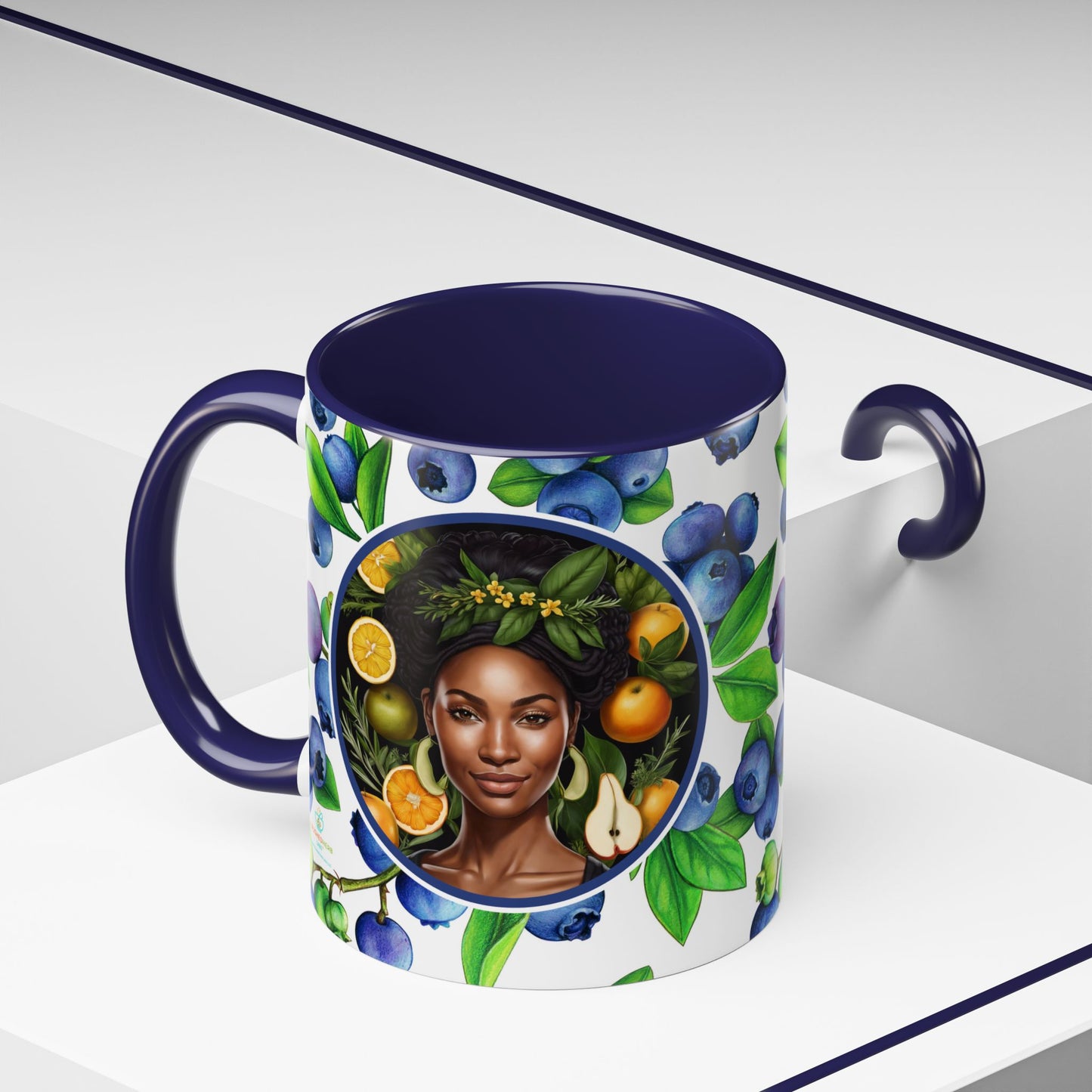 Organically Me Blueberry Plant Garden Vegan Ceramic Plant Mug with Black woman (11oz) 8 Color Combos