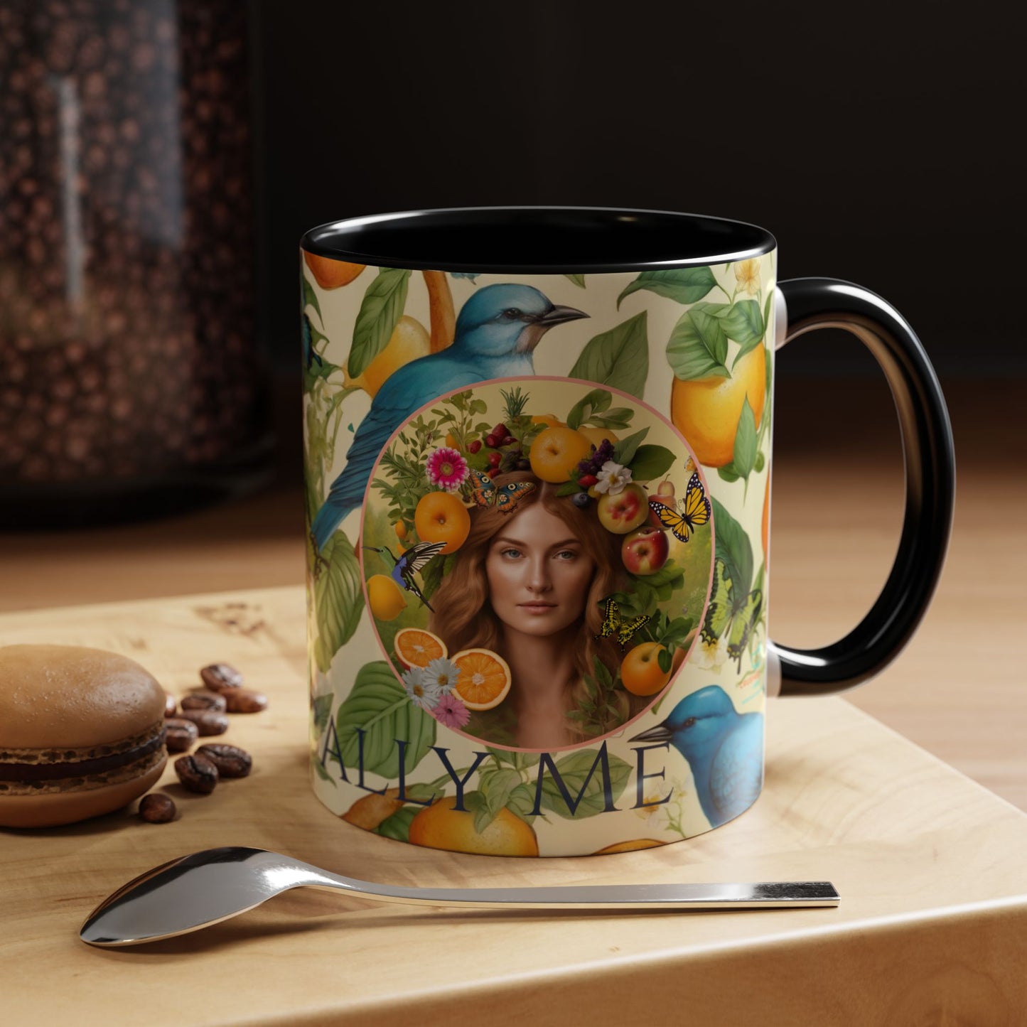Organically Me A Lemon Bluebird Leda Plant Garden Vegan Ceramic Plant Mug with Black woman (11oz) 8 Color Combos