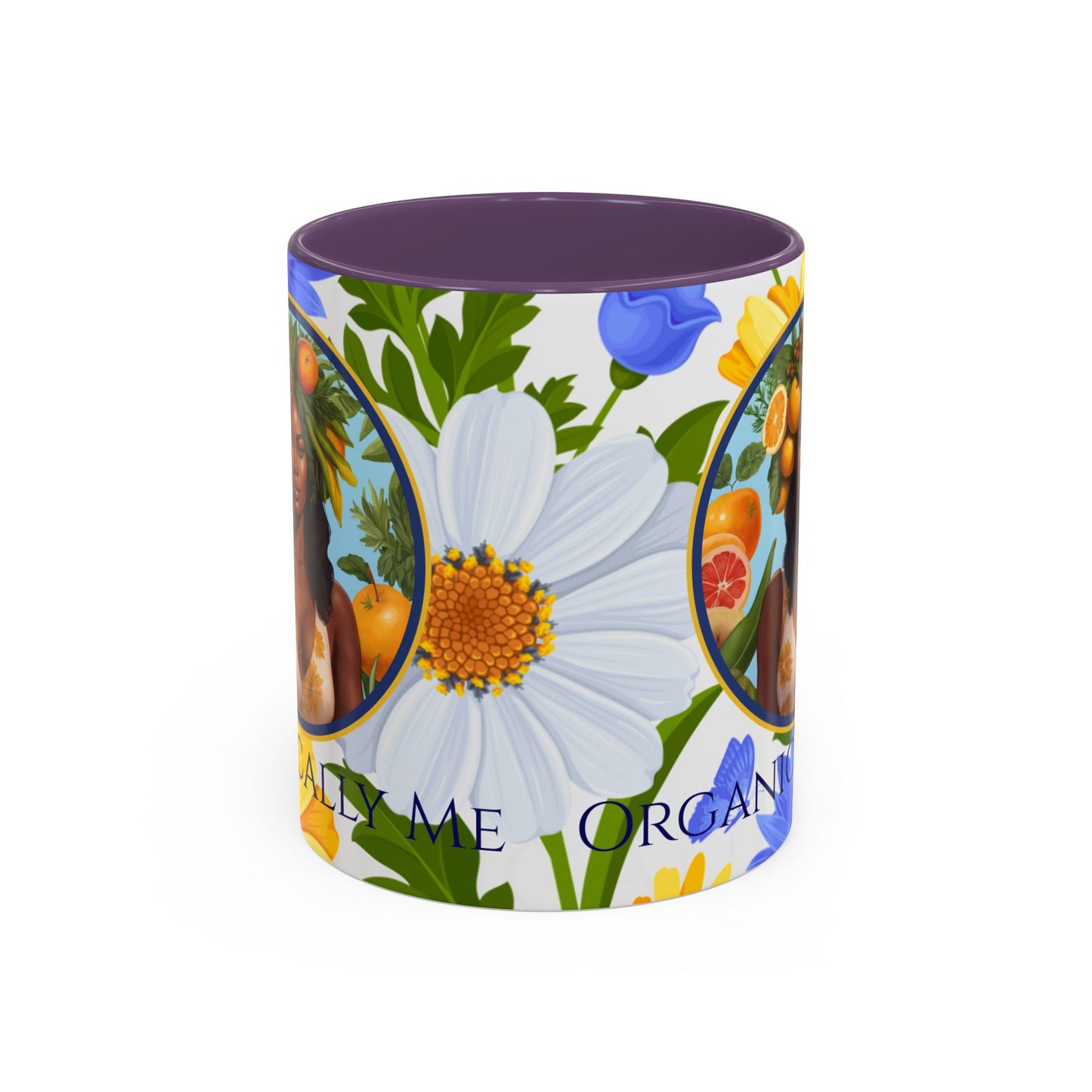 Organically Me Blue & Yellow Daisy Joyce Plant Garden Vegan Ceramic Plant Mug with Black woman (11oz) 8 Color Combos