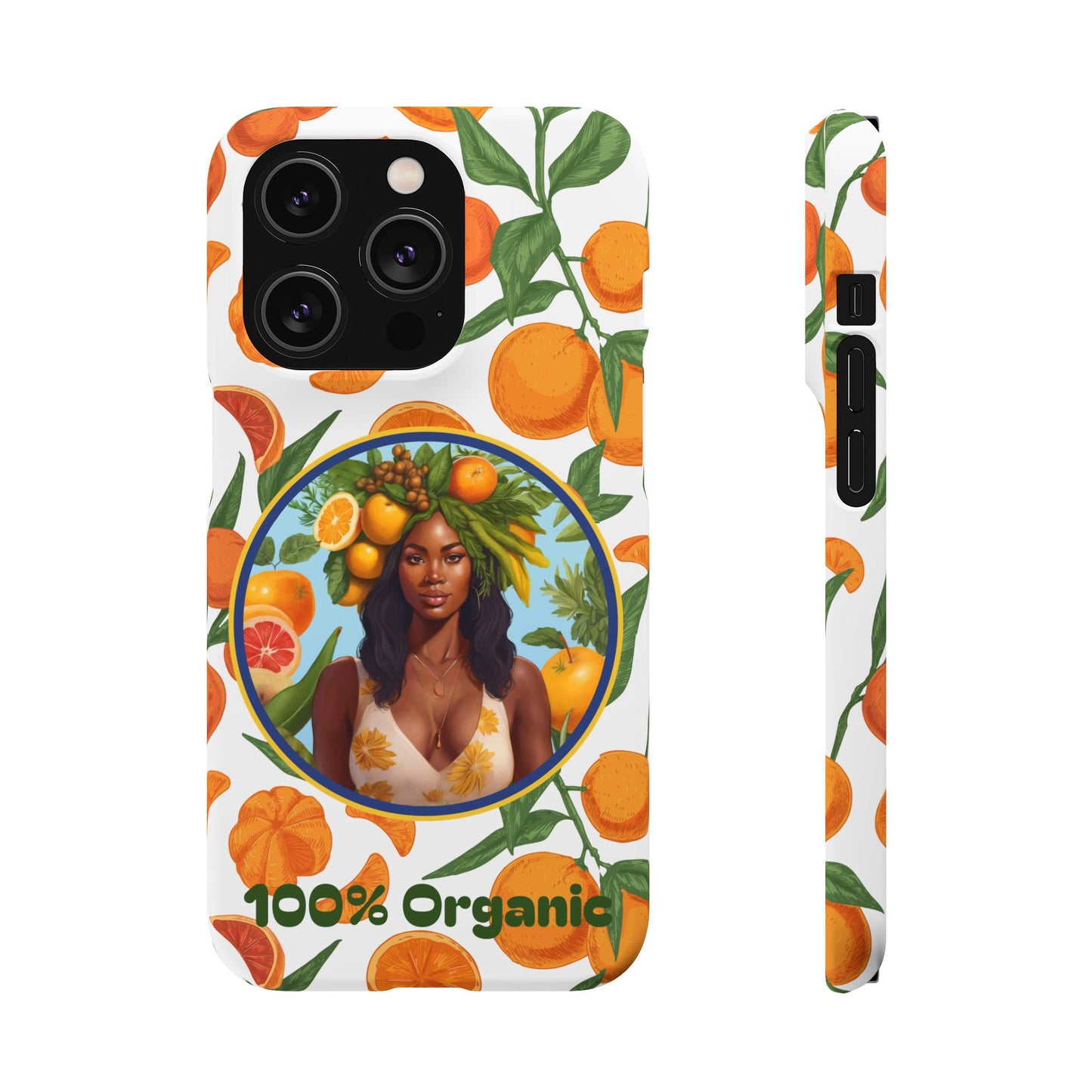 100% Organic Orange Plant Garden Snap Phone Case with Black Woman, Veggie Chic for Androids and iPhone models
