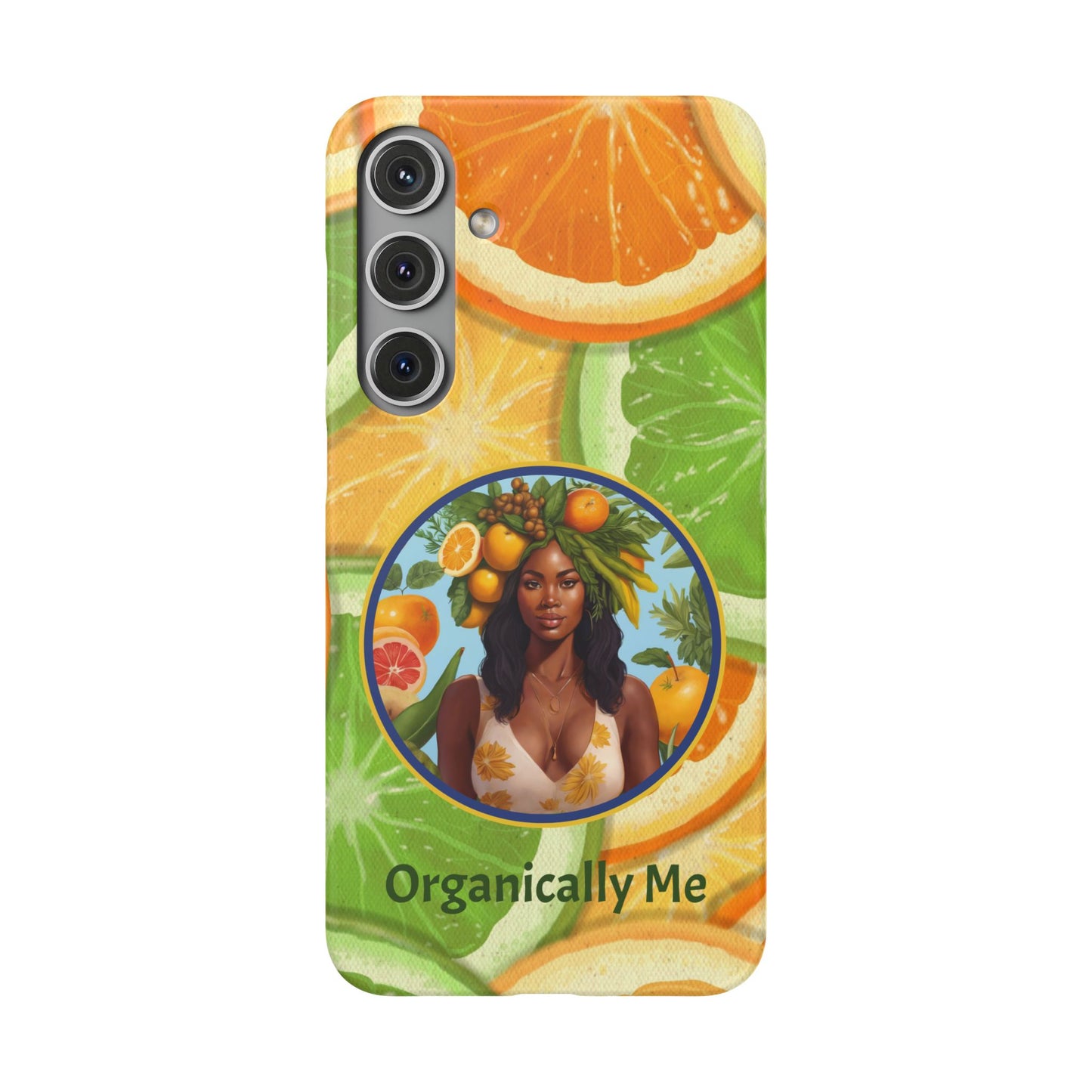 Organically Me Citrus Fruits Garden Snap Phone Case with Black Woman, Veggie Chic for Androids and iPhone models