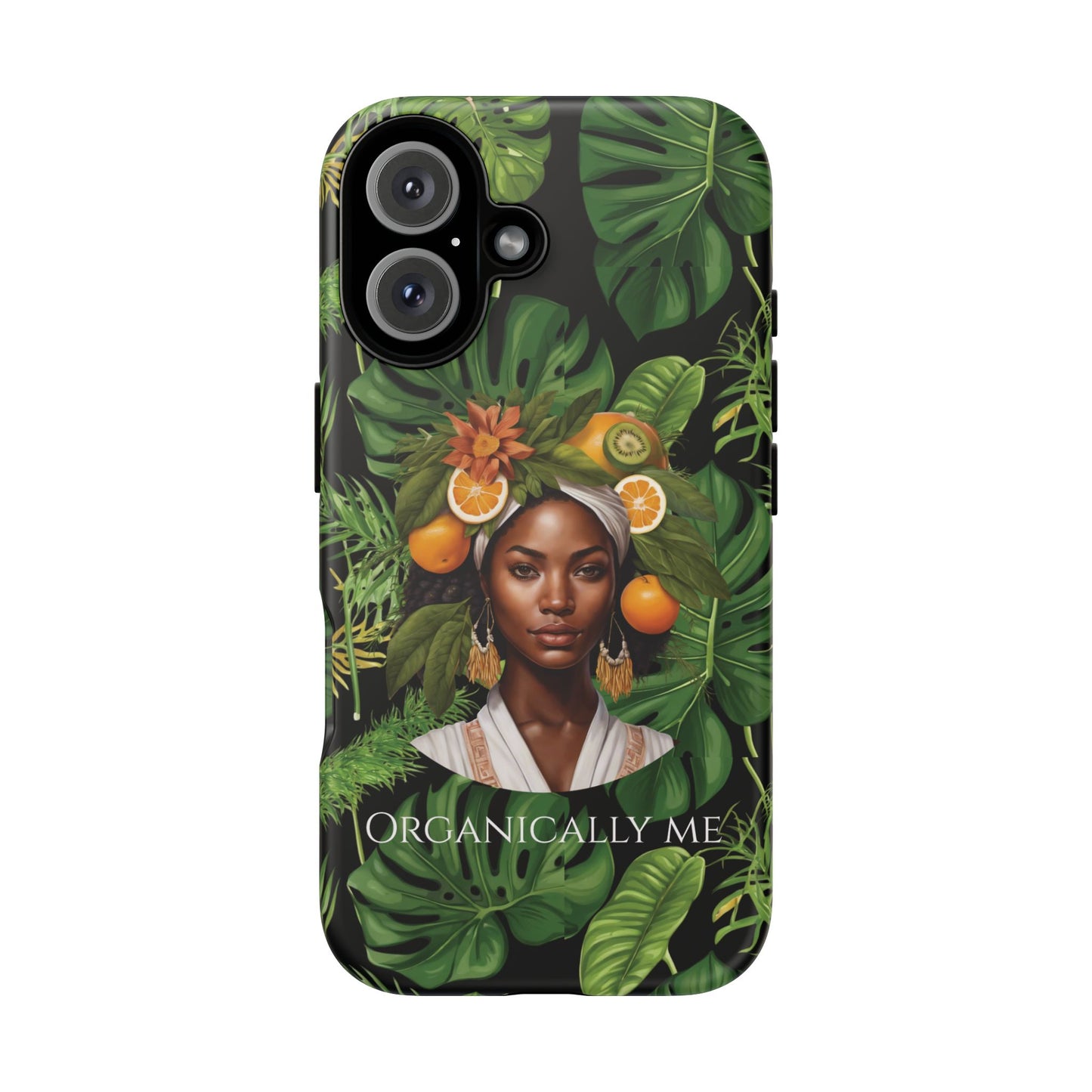 Organically Me A Black Jungle Plant Garden: Tough iPhone 16 Case with Eco Garden Monstera Plant Vibe and Black Woman