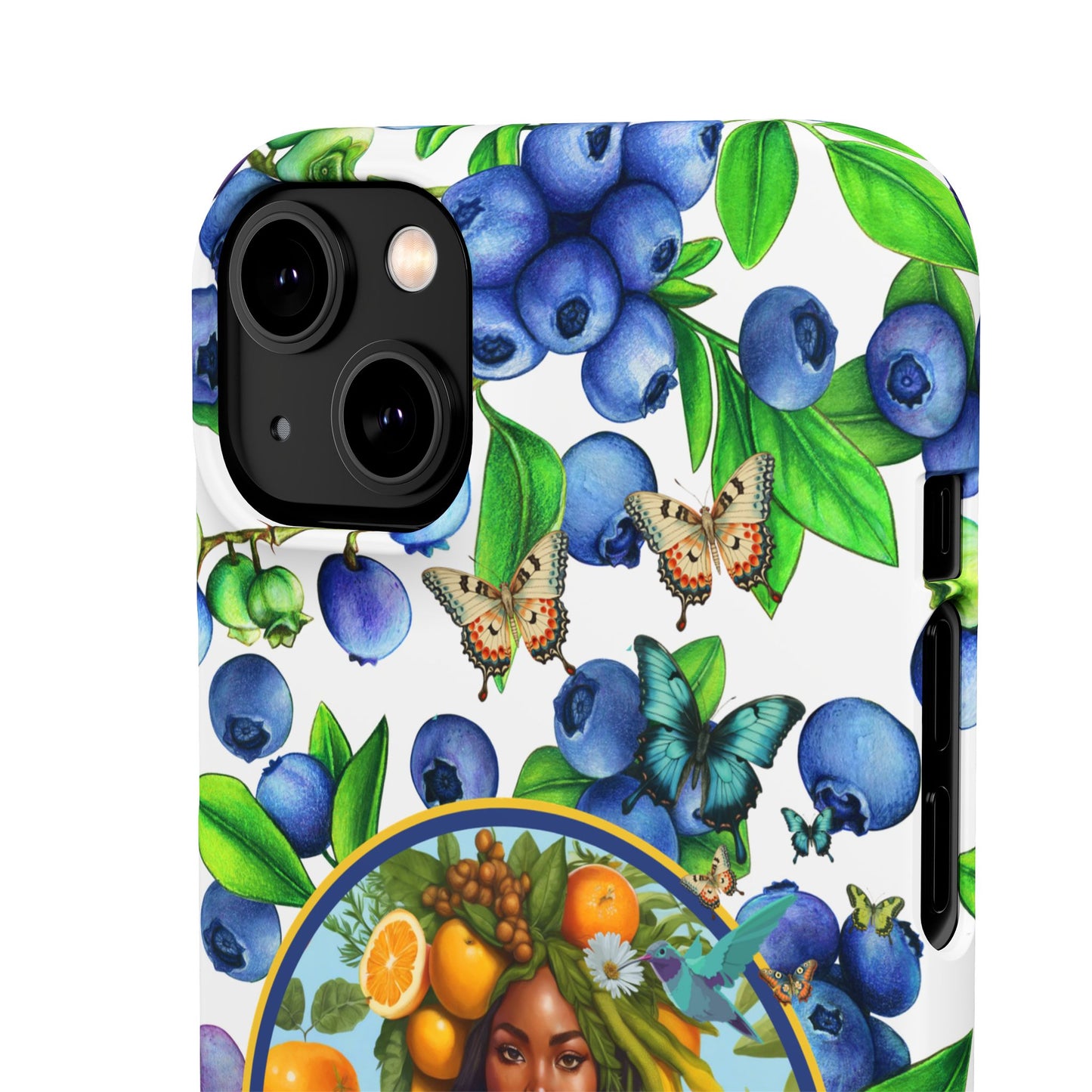 Organically Me Blueberry Plant B Garden Snap Phone Case with Black Woman, for iPhone and Android