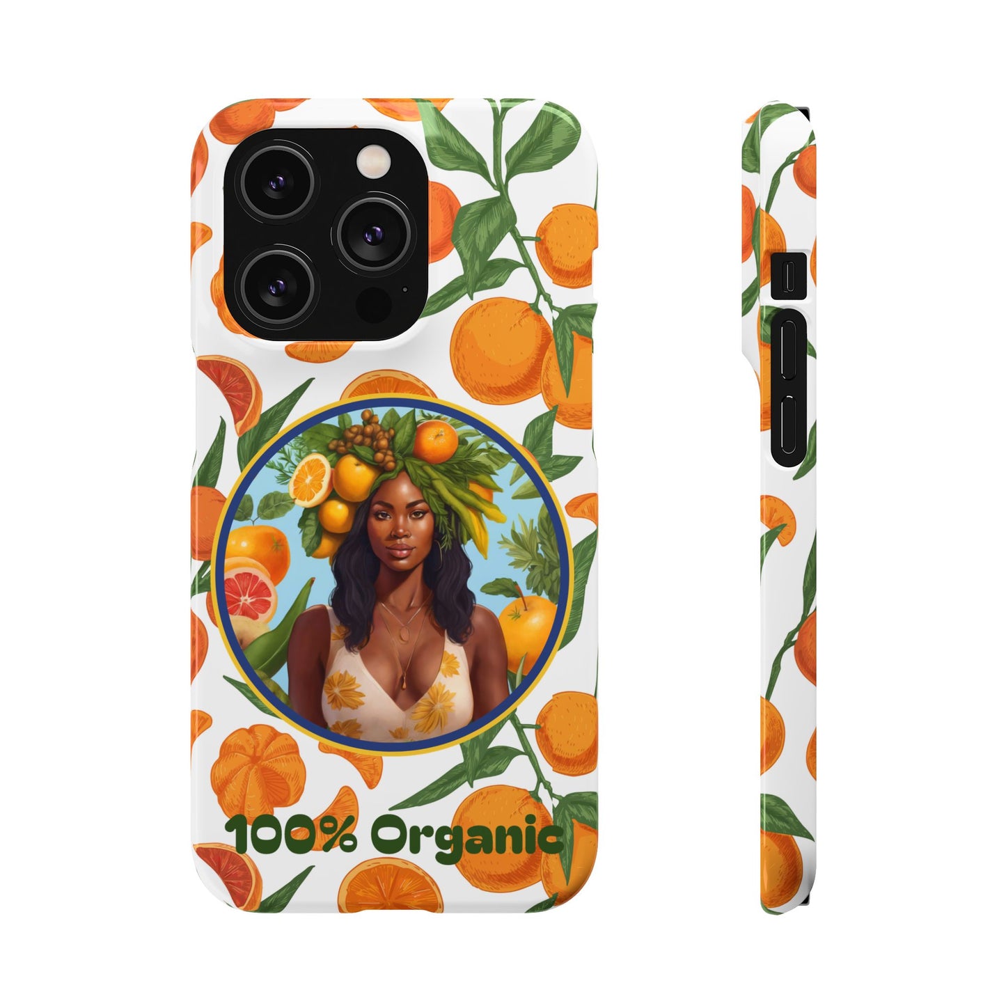 100% Organic Orange Plant Garden Snap Phone Case with Black Woman, Veggie Chic for Androids and iPhone models