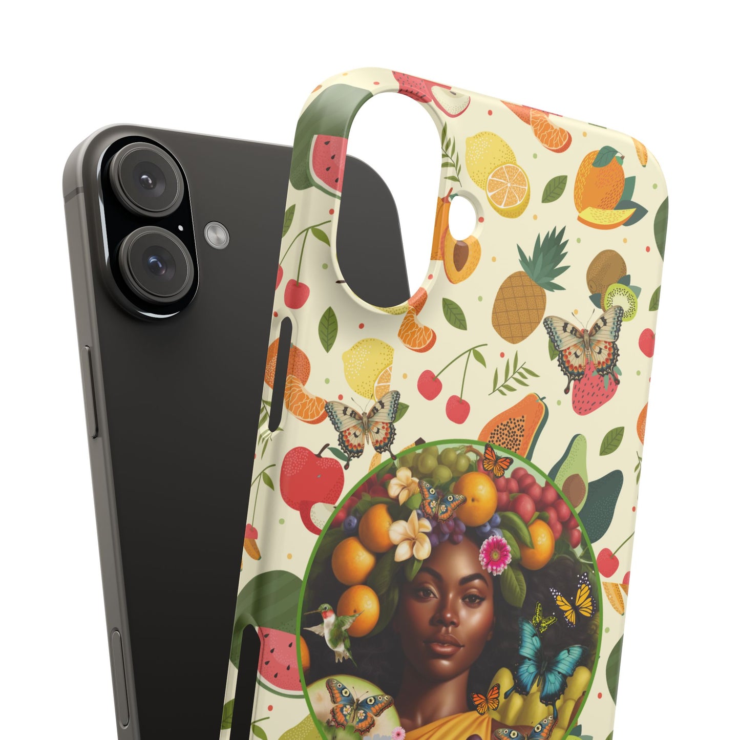 Organically Me Fruit & Veggie Queen Plant Garden Snap Phone Case with Black Woman, for iPhone and Android