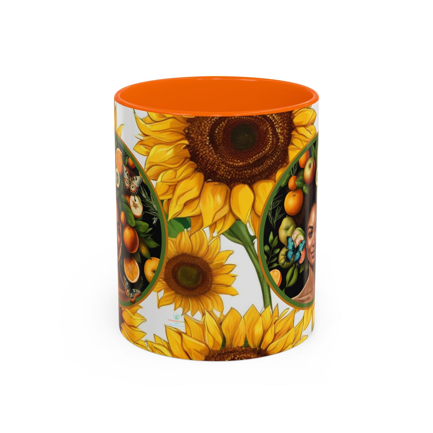 Organically Me Sunflower Plant Garden Vegan Ceramic Plant Mug with Black woman (11oz) 8 Color Combos