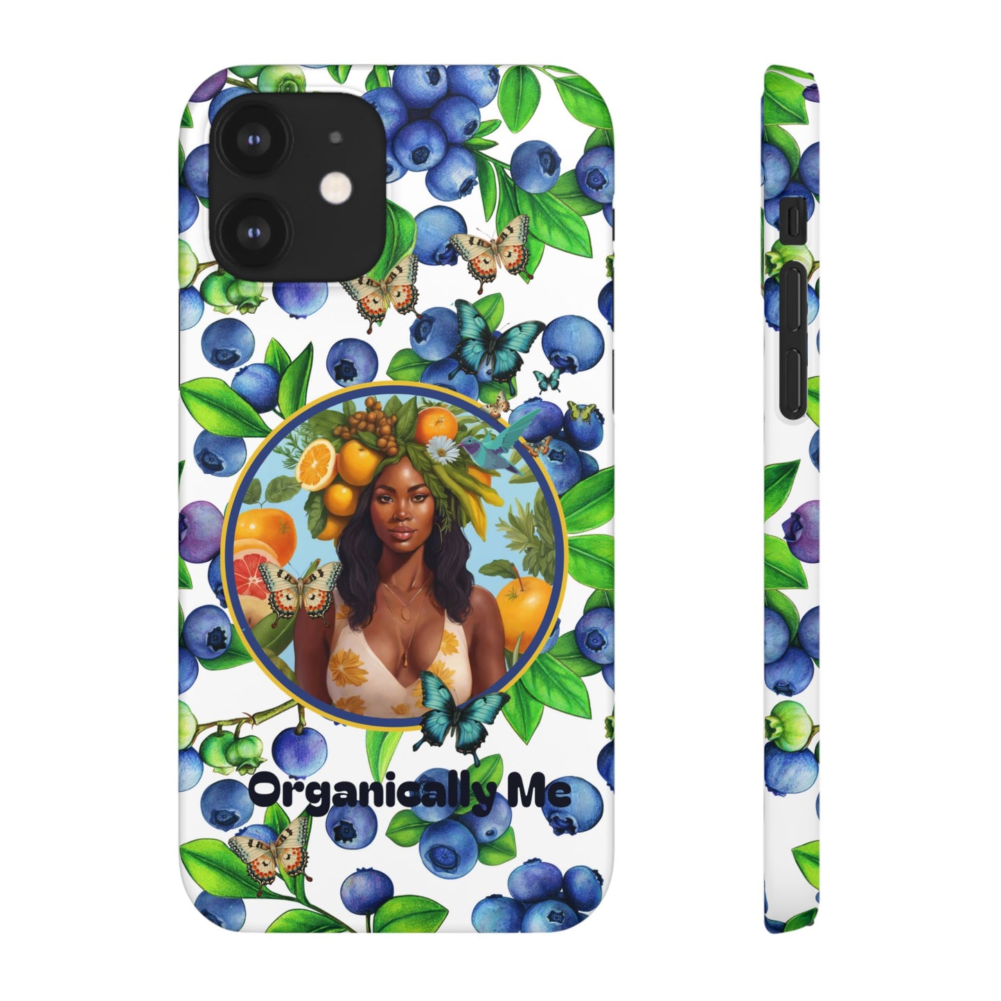 Organically Me Blueberry Plant B Garden Snap Phone Case with Black Woman, for iPhone and Android