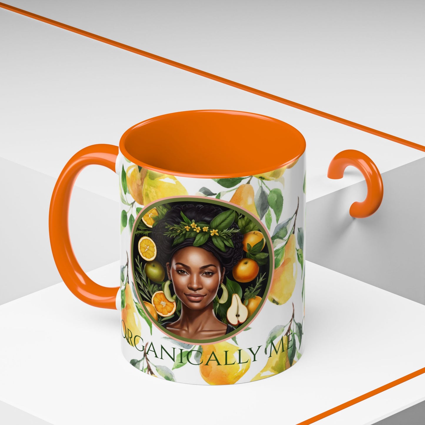 Organically Me Yellow Pear Plant Garden Vegan Ceramic Plant Mug with Black woman (11oz) 8 Color Combos