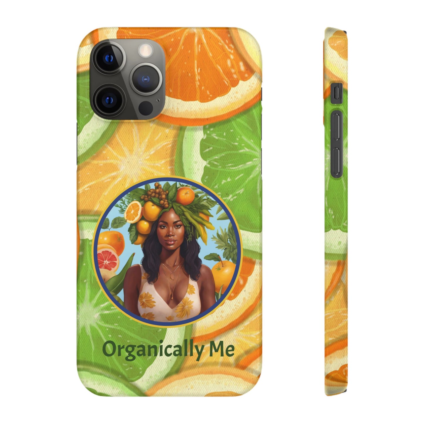 Organically Me Citrus Fruits Garden Snap Phone Case with Black Woman, Veggie Chic for Androids and iPhone models