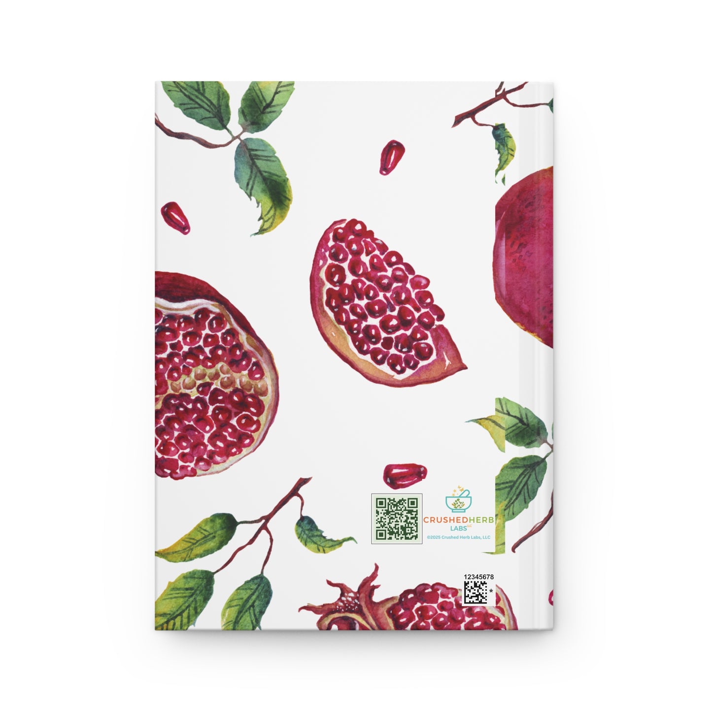 Organically Me Red and White Pomegranate Plant, Garden & Vegan Hardcover Journal, Matte 150 pages, Black women, May be PERSONALIZED