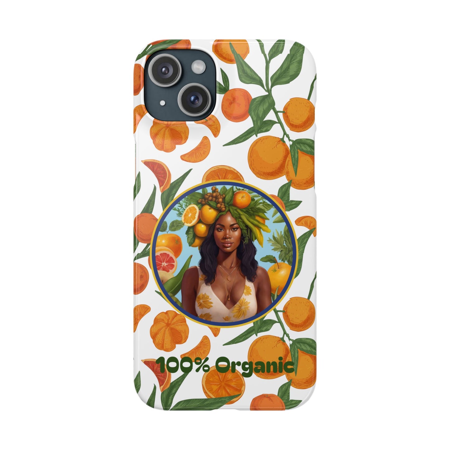 100% Organic Orange Plant Garden Snap Phone Case with Black Woman, Veggie Chic for Androids and iPhone models