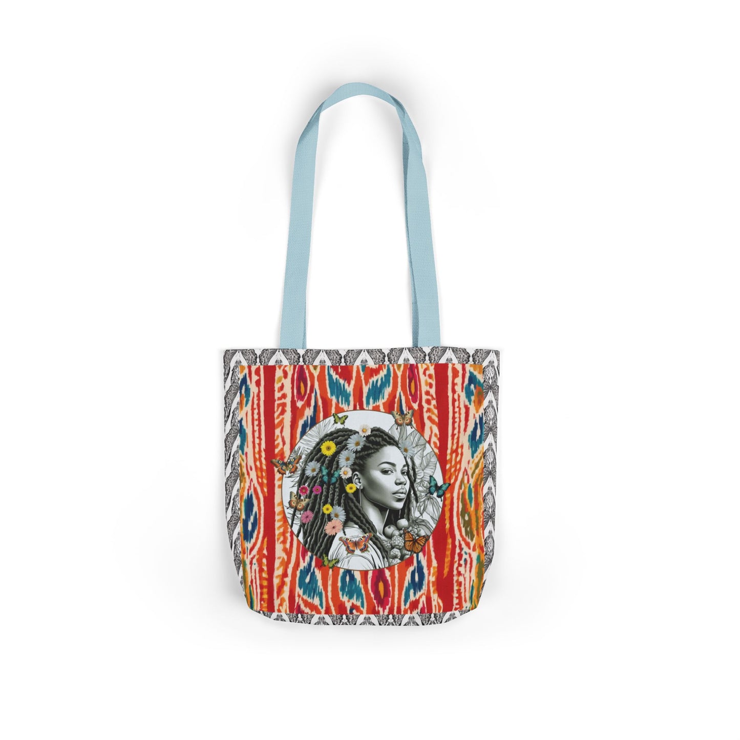100% Me Ikat Laney Locs Garden-themed 13" tote bag, purse, workout bag, yoga bag with Black Women