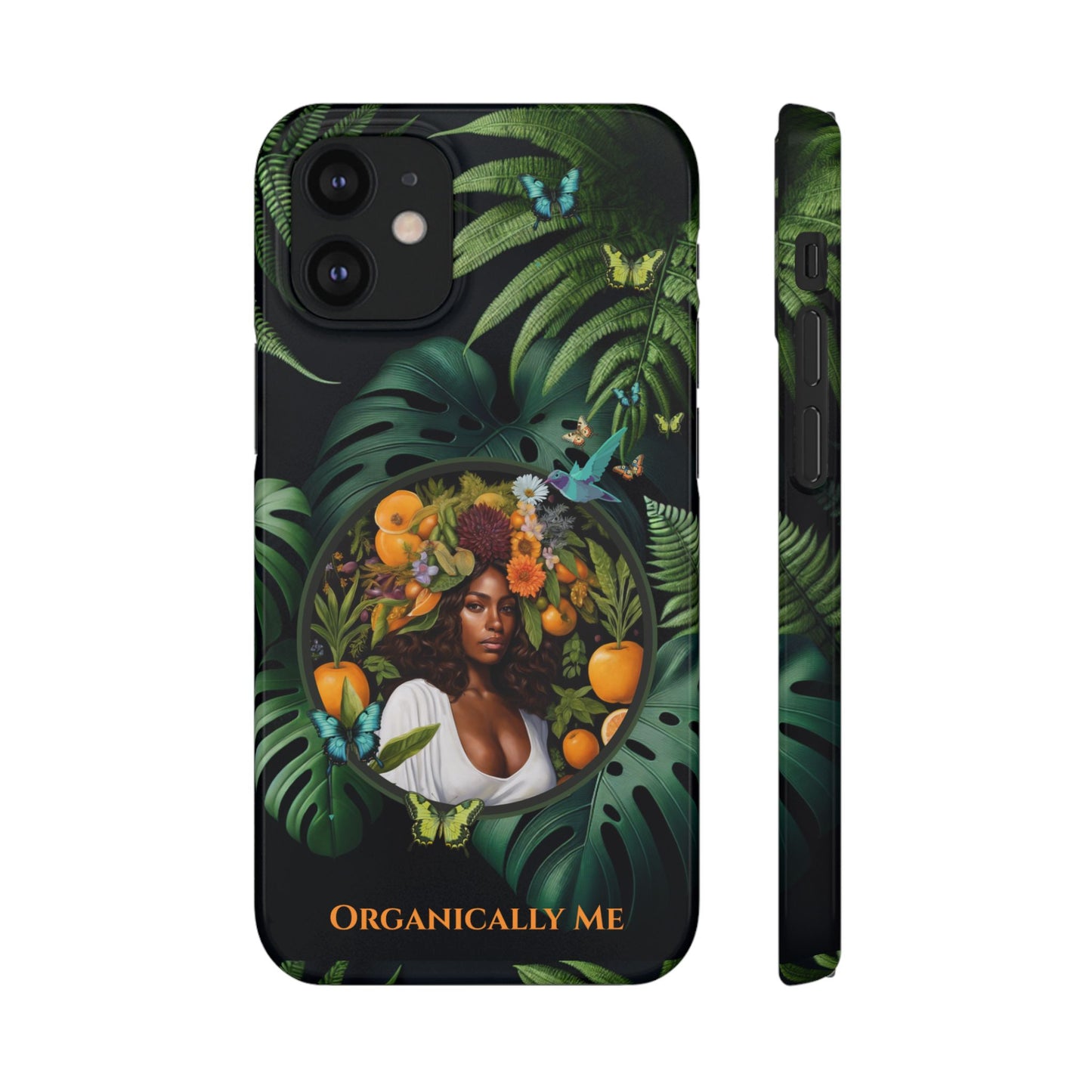 100% Organic A Fern Monstera Plant Garden Snap Phone Case with Black Woman, for iPhone and Android Models