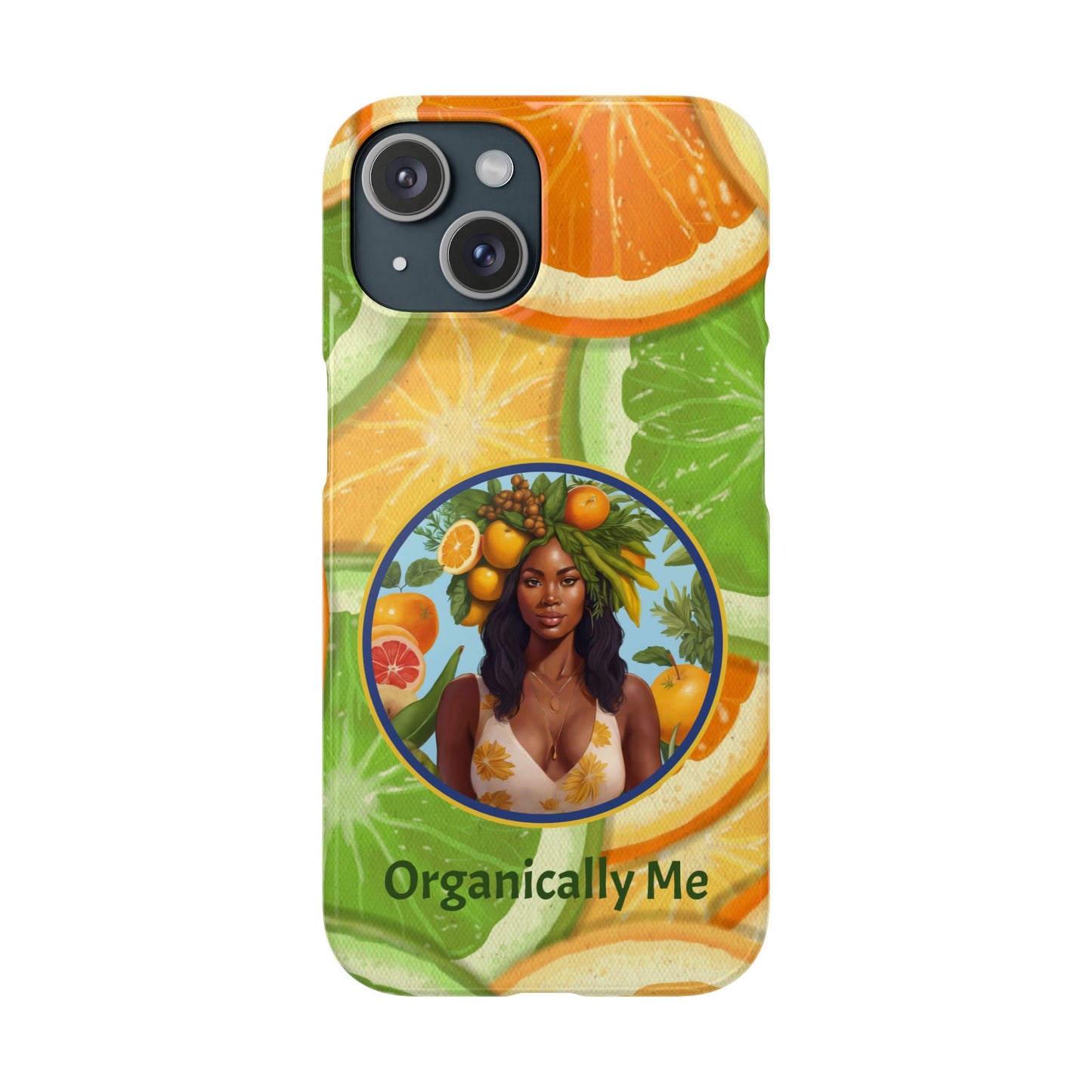 Organically Me Citrus Fruits Garden Snap Phone Case with Black Woman, Veggie Chic for Androids and iPhone models