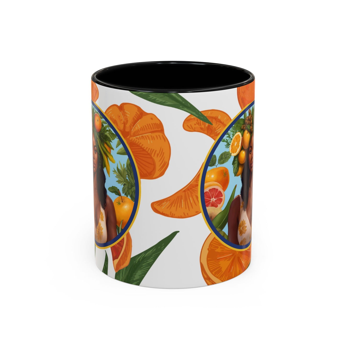100% Organic Orange Plant Garden Vegan Ceramic Plant Mug with Black woman (11oz) 8 Color Combos