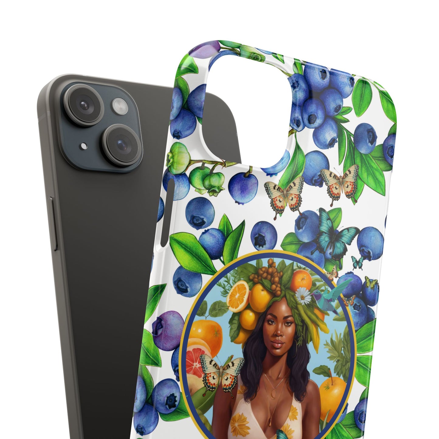 Organically Me Blueberry Plant B Garden Snap Phone Case with Black Woman, for iPhone and Android
