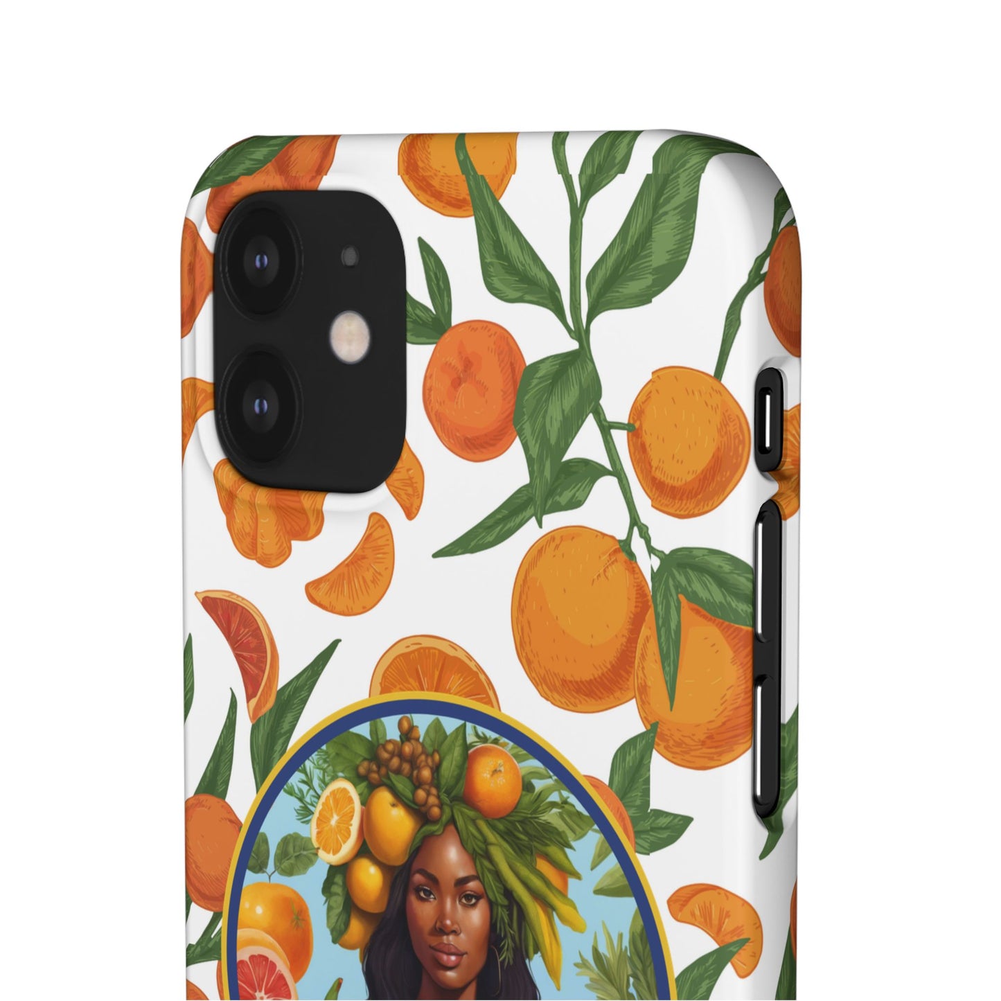 100% Organic Orange Plant Garden Snap Phone Case with Black Woman, Veggie Chic for Androids and iPhone models