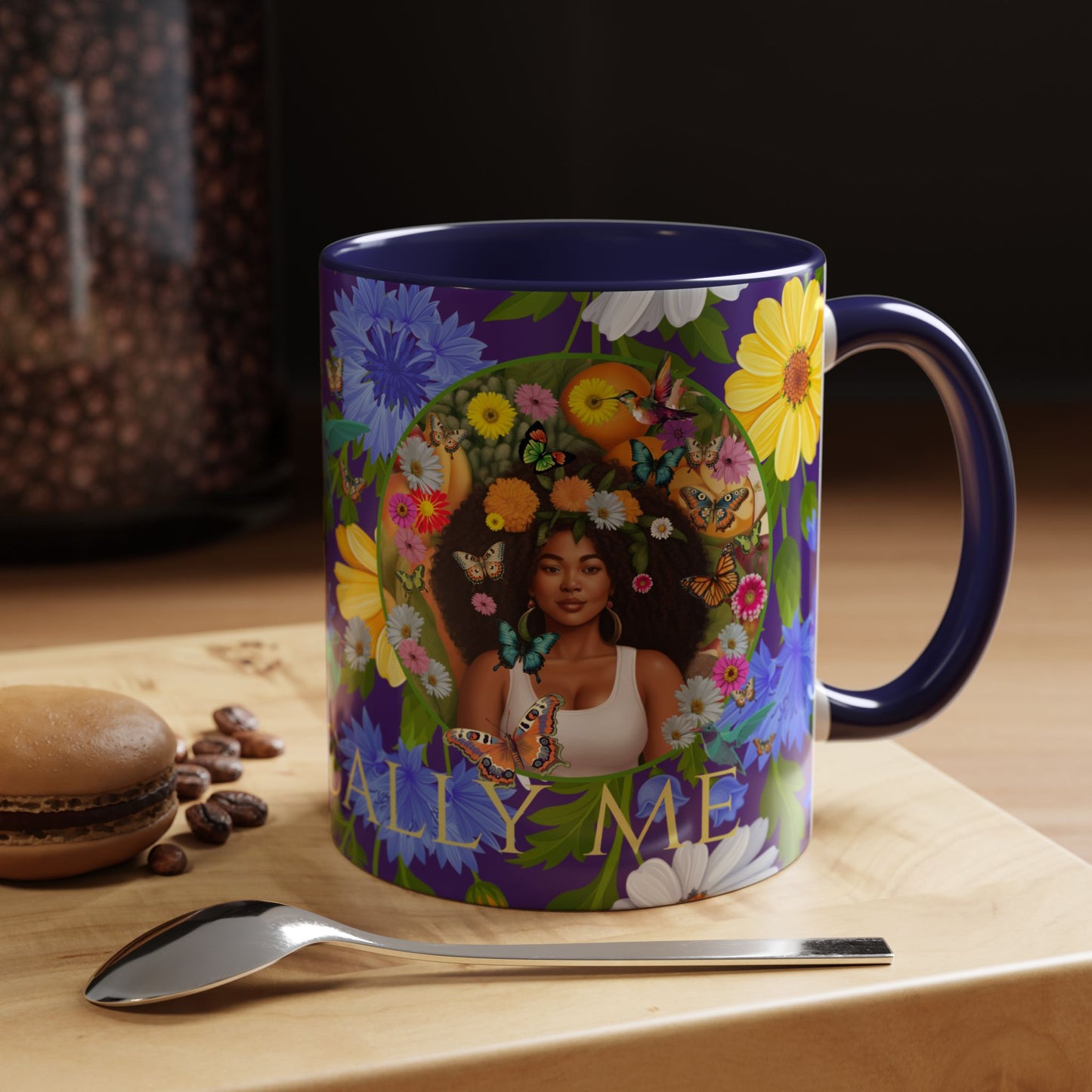 100% Organic Blue Gwen Plant Garden Vegan Ceramic Plant Mug with (11 or 15 oz) 8 Color Combos