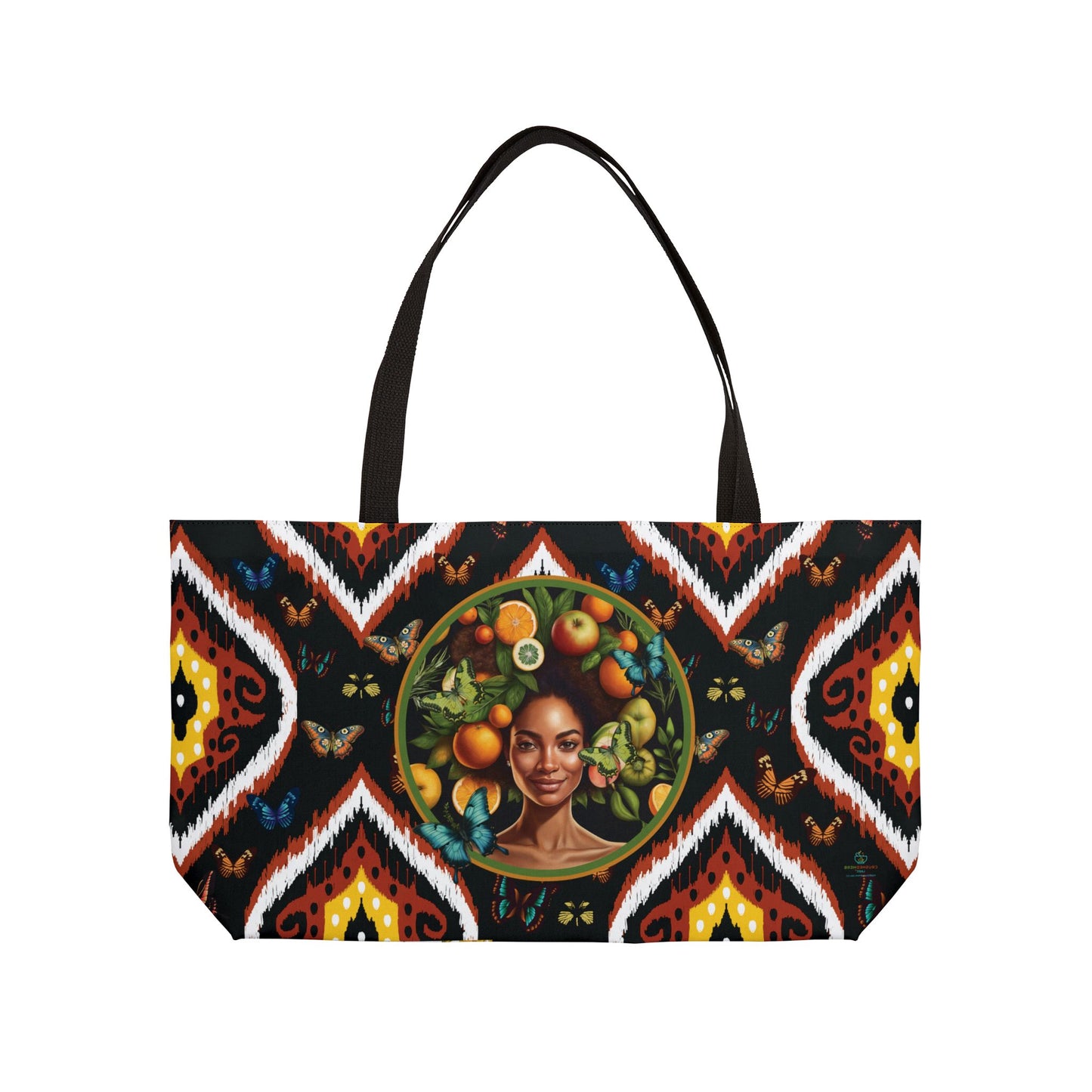 Organically Me B Tribal Butterfly Monarch Queen Karmon Garden & Plant-themed Weekender Tote Bag, workout bag, yoga bag