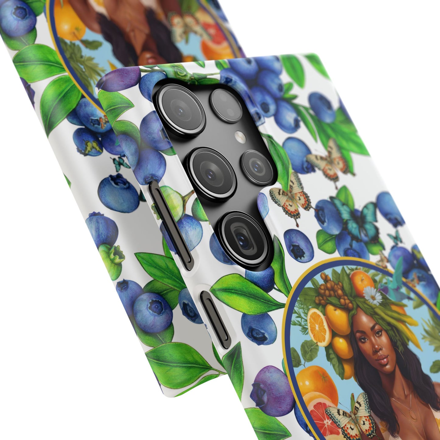 Organically Me Blueberry Plant B Garden Snap Phone Case with Black Woman, for iPhone and Android