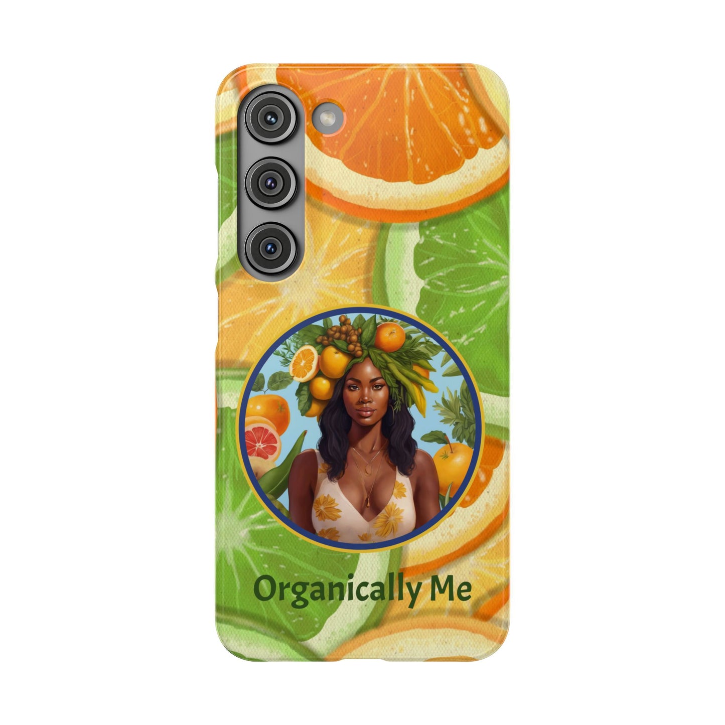 Organically Me Citrus Fruits Garden Snap Phone Case with Black Woman, Veggie Chic for Androids and iPhone models