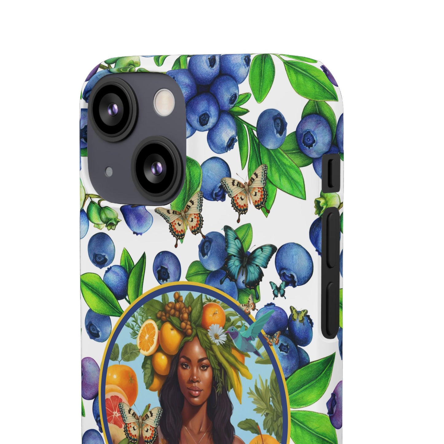 Organically Me Blueberry Plant B Garden Snap Phone Case with Black Woman, for iPhone and Android