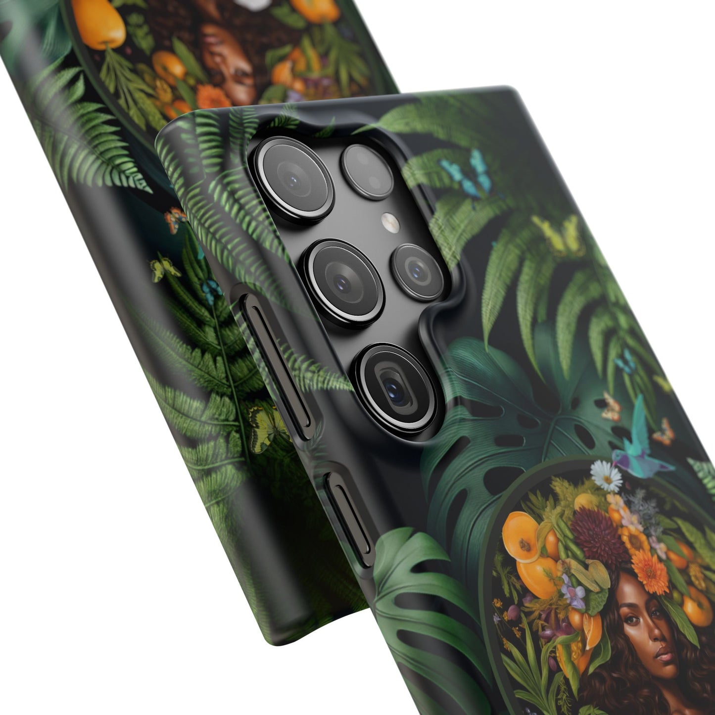 100% Organic A Fern Monstera Plant Garden Snap Phone Case with Black Woman, for iPhone and Android Models