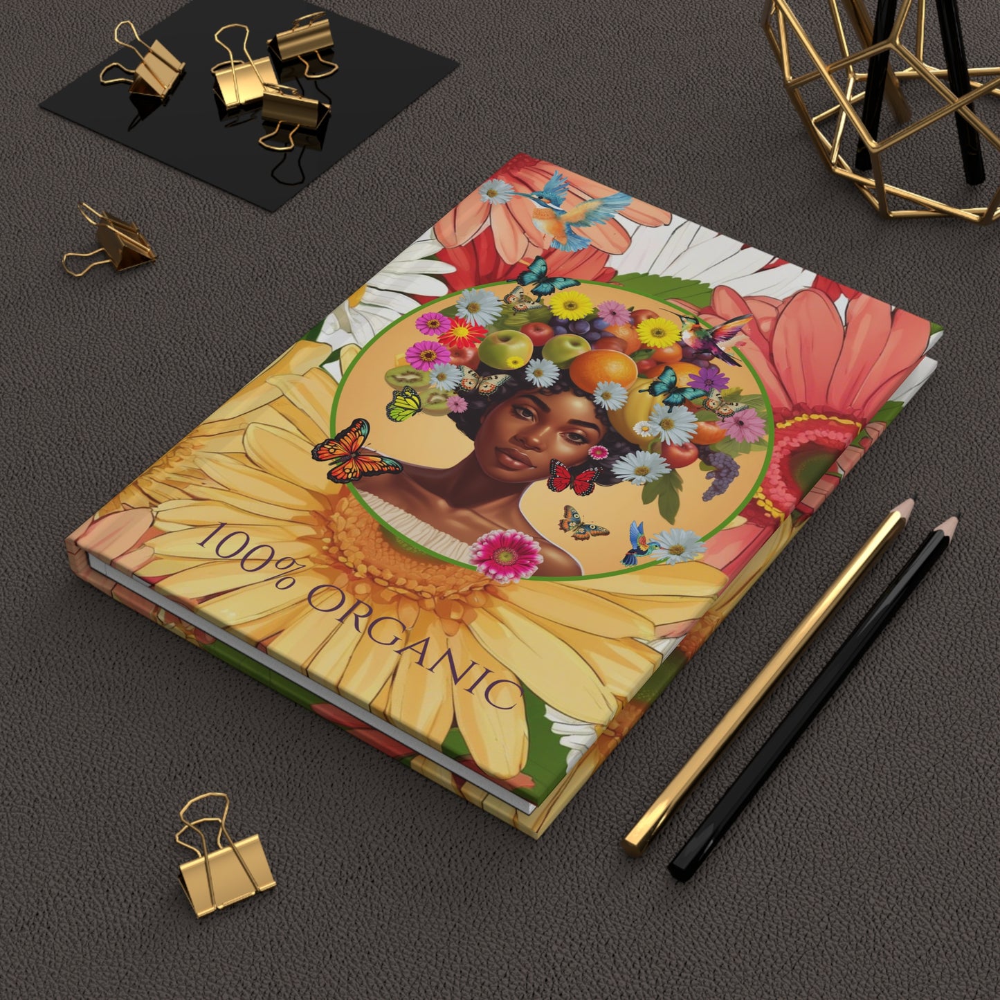 Organically Me Gerber Joy3 Plant Garden & Vegan Hardcover Journal, Matte 150 pages, Black women