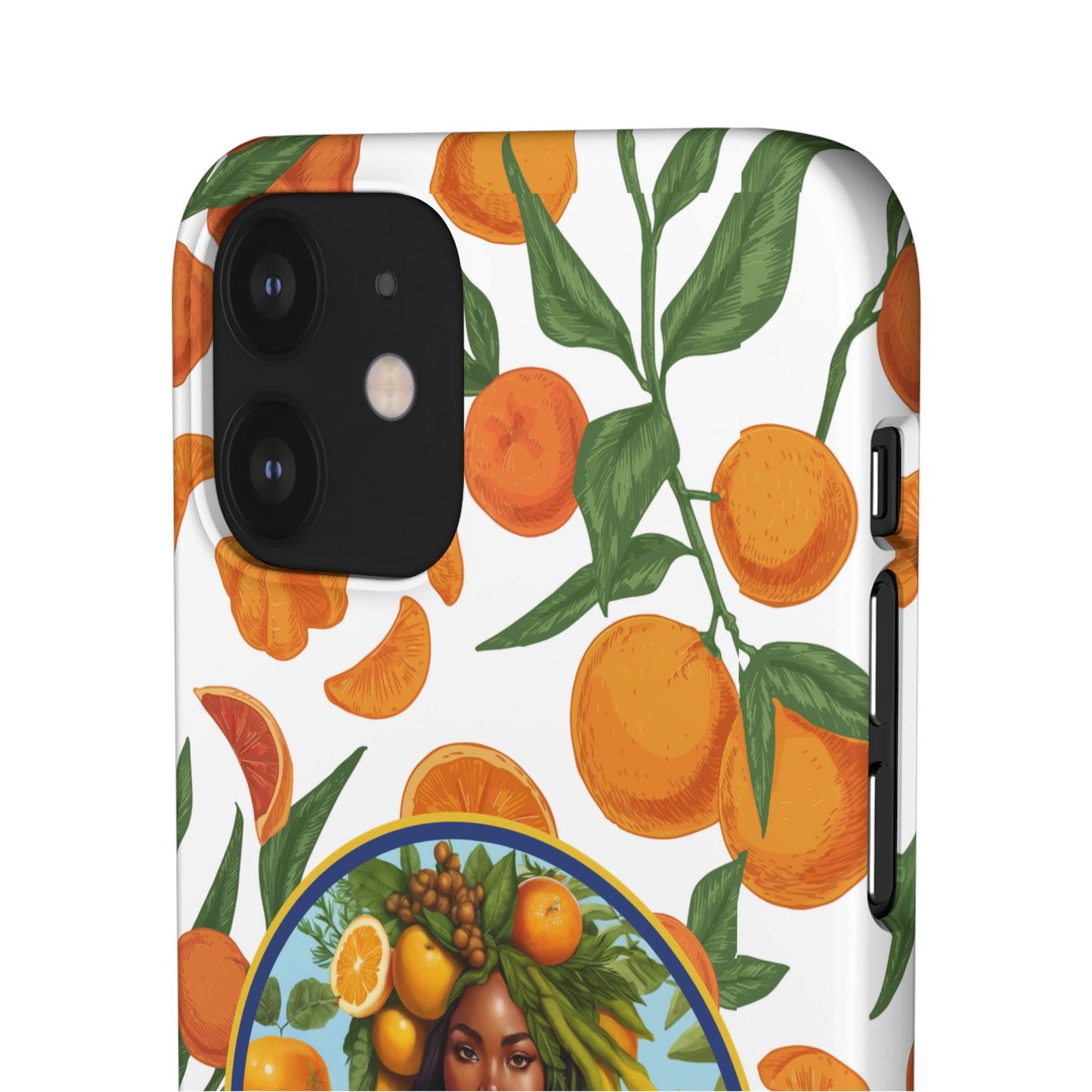 100% Organic Orange Plant Garden Snap Phone Case with Black Woman, Veggie Chic for Androids and iPhone models
