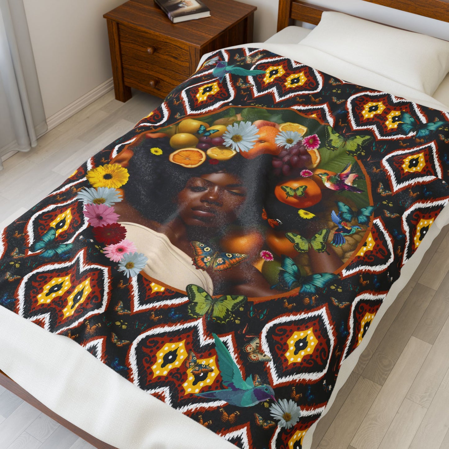 Organically Me A Tribal Monarch Queen Karmon Butterfly Plant & Garden-themed Blanket, tablecloth, Wrap and Wall Hanging (Velveteen)