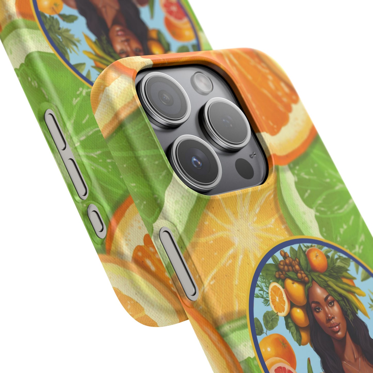 Organically Me Citrus Fruits Garden Snap Phone Case with Black Woman, Veggie Chic for Androids and iPhone models