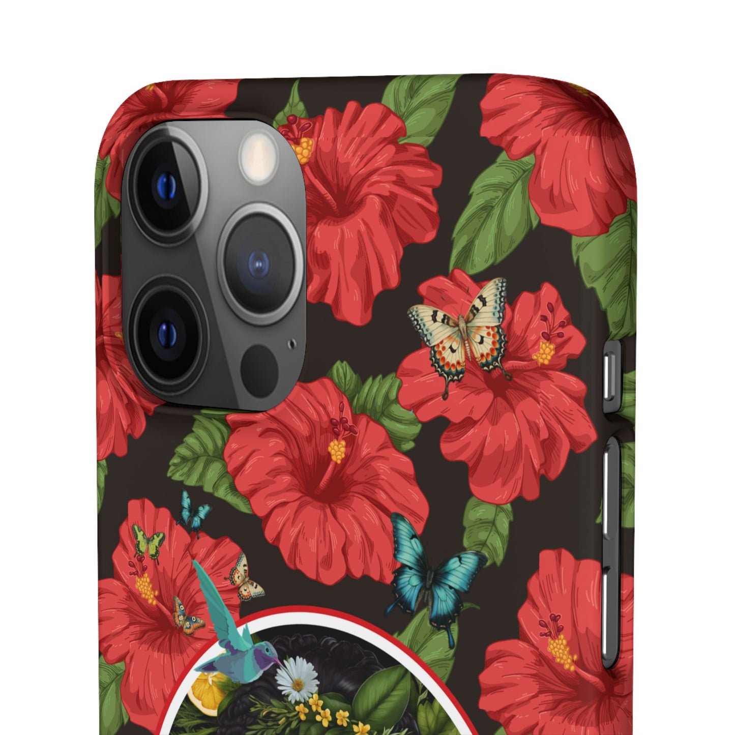 Organically Me Red and White Hibiscus Plant Garden Snap Phone Case with Black Woman, for iPhone and Android